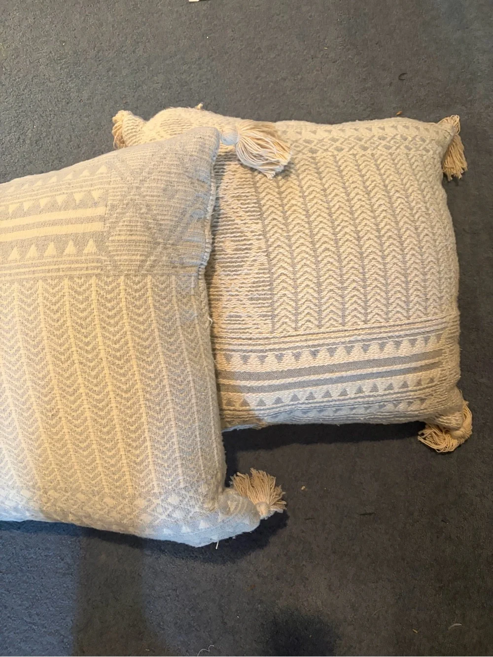 Textured Tassel Throw Pillows - Neutral Cream